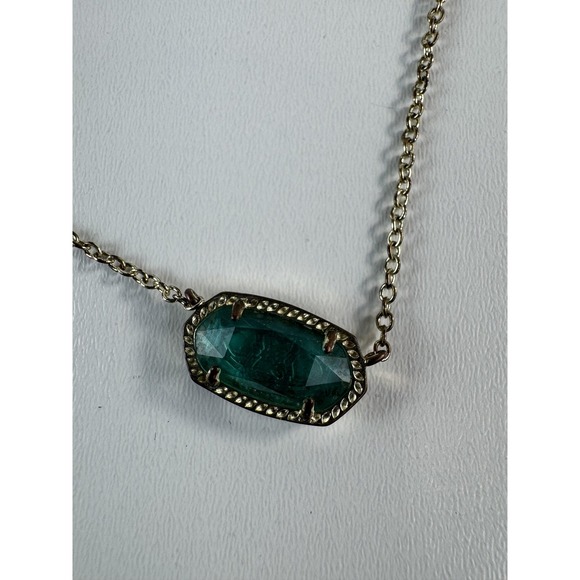 Kendra Scott Necklace Gold Tone Green Oval Pendant Adjustable 16" Womens Jewelry - Picture 8 of 9